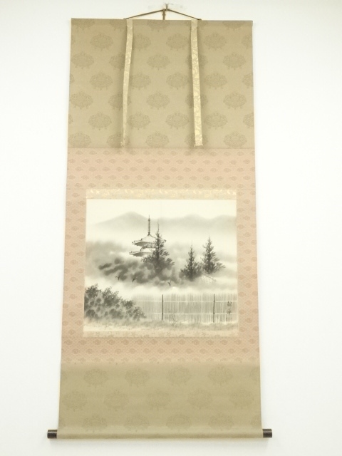 JAPANESE HANGING SCROLL / HAND PAINTED / LANDSCAPE 